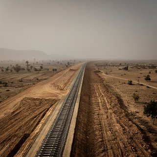 Aerial view of the Mota-Engil railway infrastructure project in Nigeria mobile